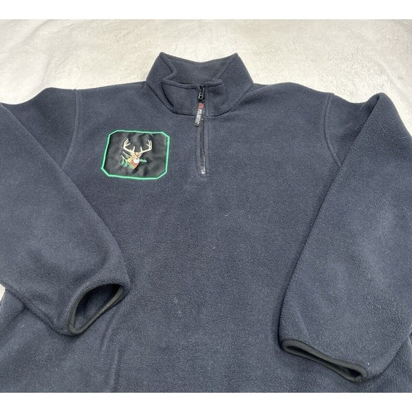 Cabela's Black Polartec Deer Buck Embroidery Fleece 1/4 Zip Sweater Size Large - Picture 2 of 9